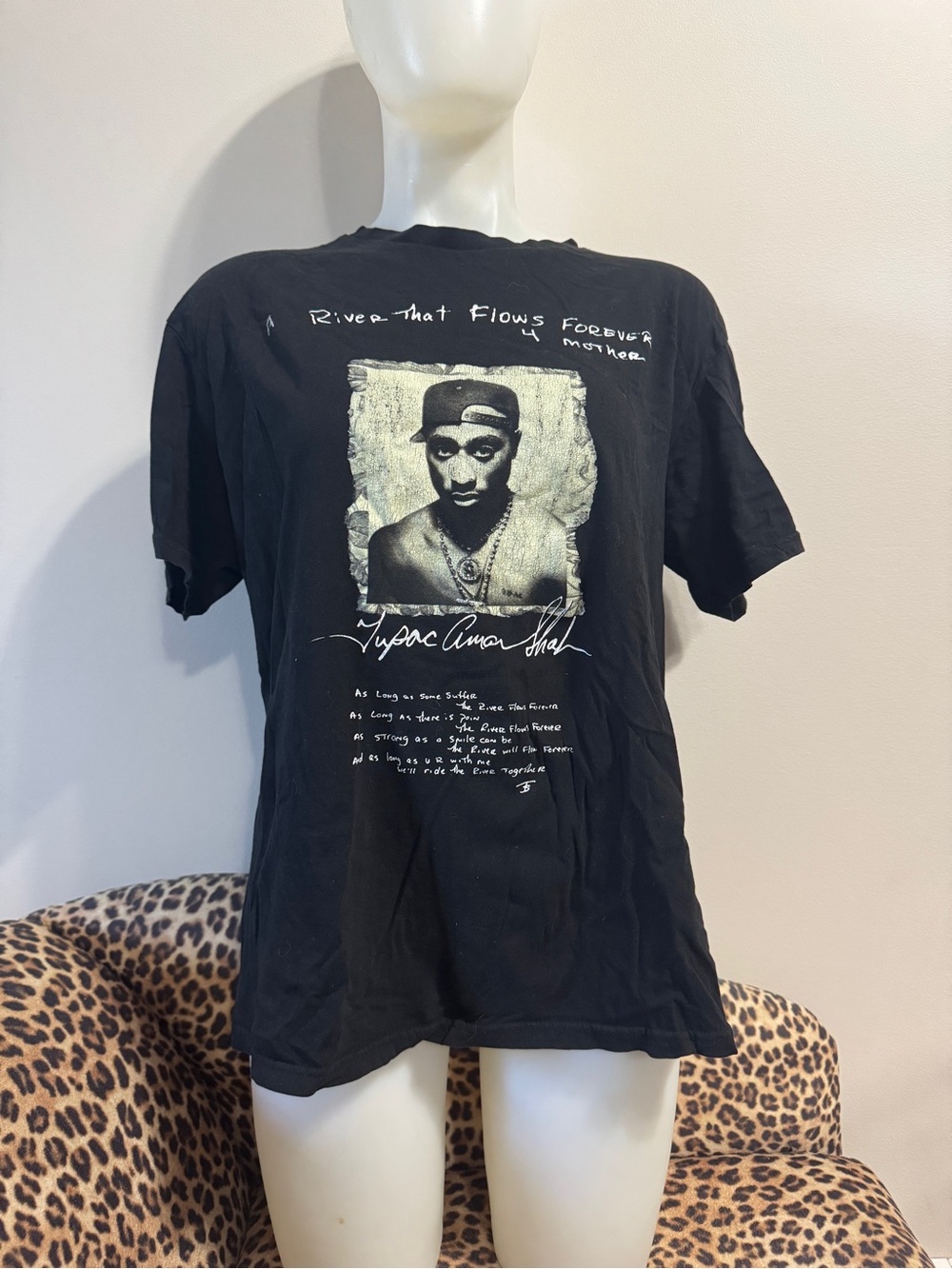 Tupac Letter Black Graphic Men’s T-Shirt with 2pac Portrait Print